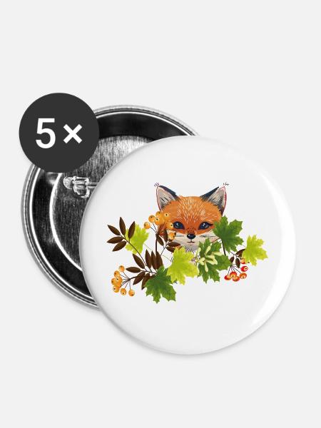 Herbst - Buttons mittel 32 mm (5er Pack) - Weiß