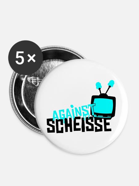 against scheisse - television - Buttons mittel 32 mm (5er Pack) - Weiß