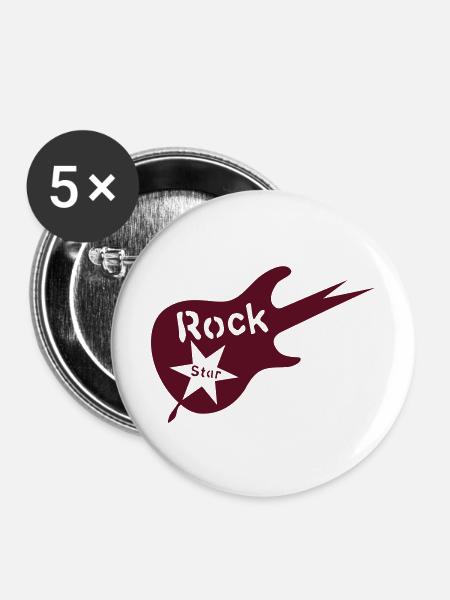 Rock Star - Buttons mittel 32 mm (5er Pack) - Weiß