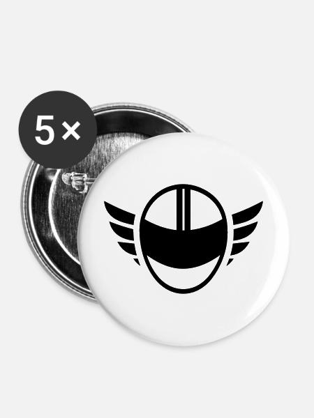 Motorradhelm mit Flügeln - Buttons mittel 32 mm (5er Pack) - Weiß