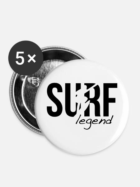 surf surfing surfen - Buttons mittel 32 mm (5er Pack) - Weiß