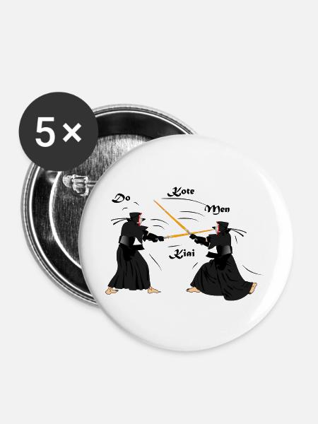 Kendo - Buttons mittel 32 mm (5er Pack) - Weiß