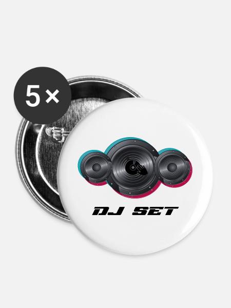 DJ - Buttons mittel 32 mm (5er Pack) - Weiß