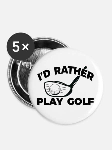 Lustiger Golfspieler - Buttons mittel 32 mm (5er Pack) - Weiß