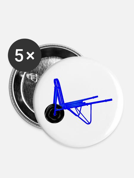 Pflasterstein-Schubkarren-Logo - Buttons mittel 32 mm (5er Pack) - Weiß