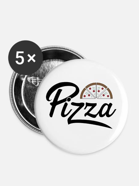 Pizza - Buttons mittel 32 mm (5er Pack) - Weiß