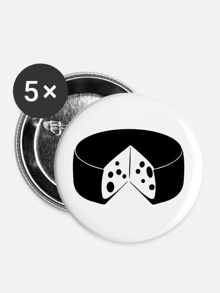 Käse mit Ausschnitt - Buttons mittel 32 mm (5er Pack) - Weiß