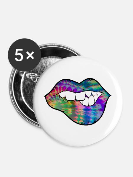 groovy Tie Dye Beißlippe - Buttons mittel 32 mm (5er Pack) - Weiß