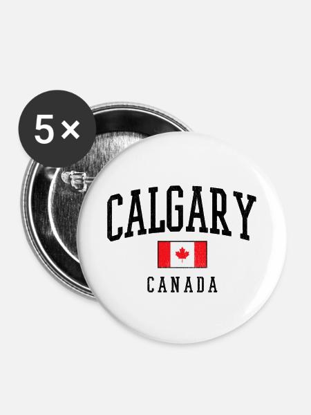 Calgary Kanada - Buttons mittel 32 mm (5er Pack) - Weiß