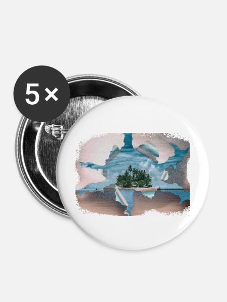 Der Traum von der Insel - Buttons mittel 32 mm (5er Pack) - Weiß