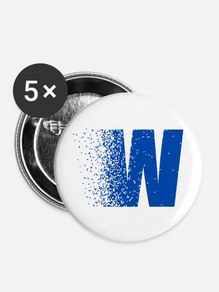 Fragmentiertes W in fettem Blau - Buttons mittel 32 mm (5er Pack) - Weiß