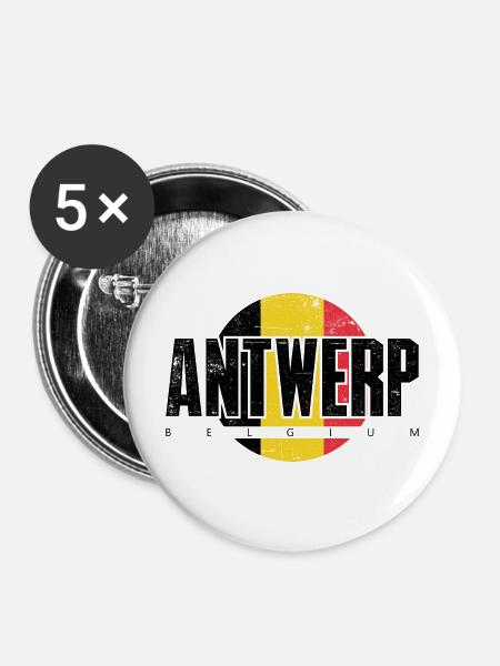 We Emblem Split Gelb Rot - Buttons mittel 32 mm (5er Pack) - Weiß