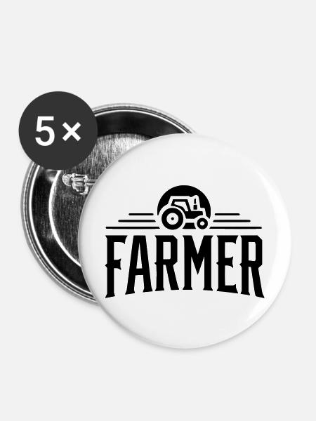 Landwirt - Stolz - Buttons mittel 32 mm (5er Pack) - Weiß