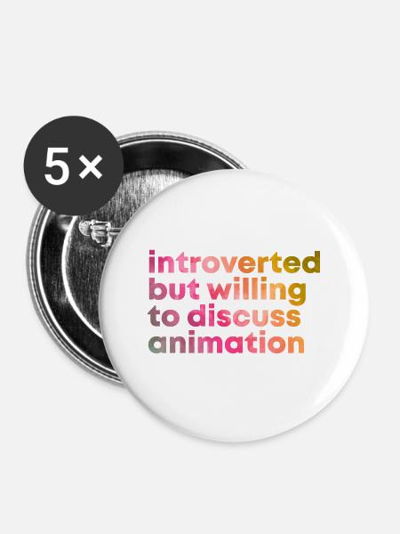 Animation Animation Animation - Buttons mittel 32 mm (5er Pack) - Weiß