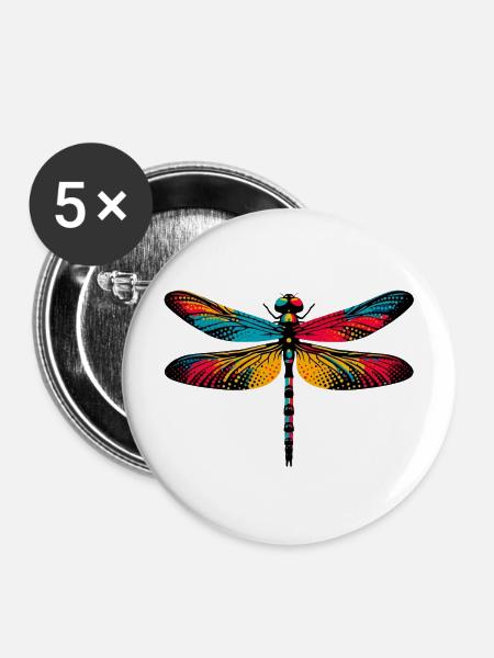 Libelle - Buttons mittel 32 mm (5er Pack) - Weiß
