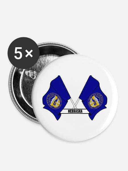 wee flags text NEBRASKA - Buttons mittel 32 mm (5er Pack) - Weiß