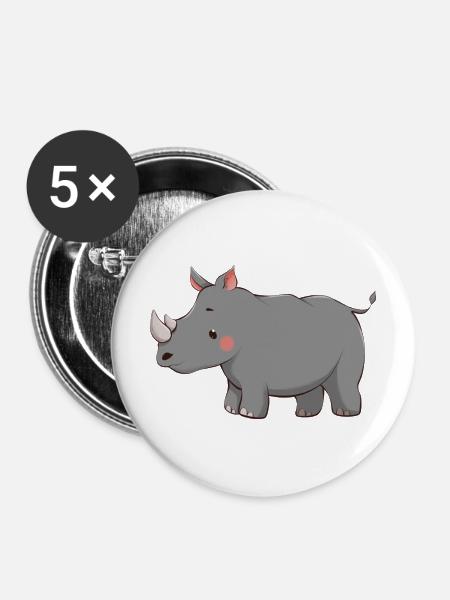 Nashorn - Buttons mittel 32 mm (5er Pack) - Weiß