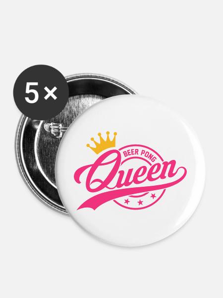 Beer Pong Queen 3 - Buttons mittel 32 mm (5er Pack) - Weiß