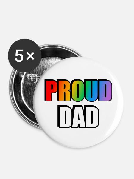 Regenbogen Stolz Papa Design - Buttons mittel 32 mm (5er Pack) - Weiß