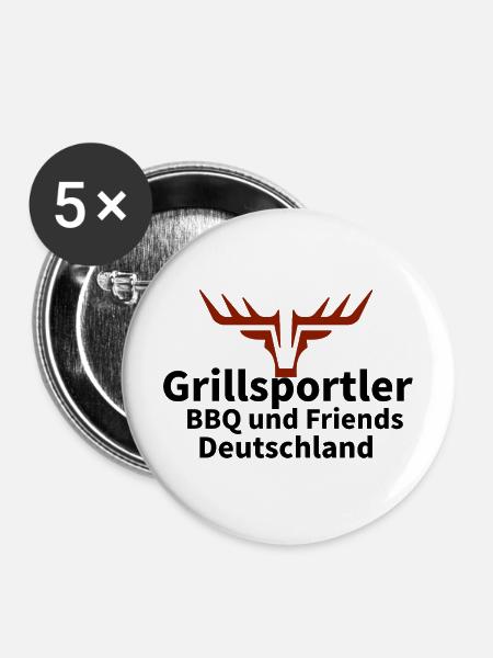 BBQ & Friends - Buttons mittel 32 mm (5er Pack) - Weiß