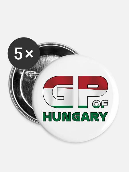 hungary_gp - Buttons mittel 32 mm (5er Pack) - Weiß