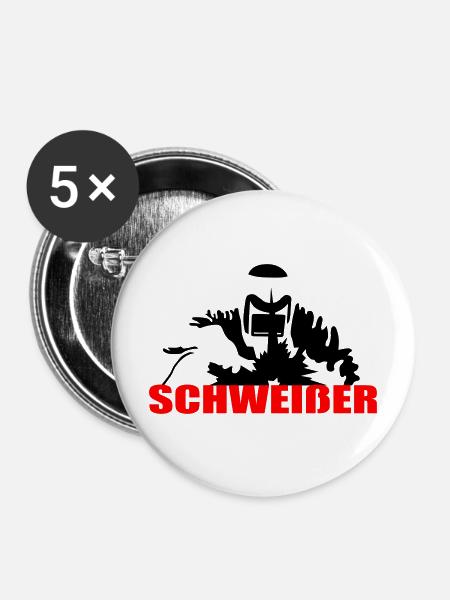 Schweißer - Buttons mittel 32 mm (5er Pack) - Weiß