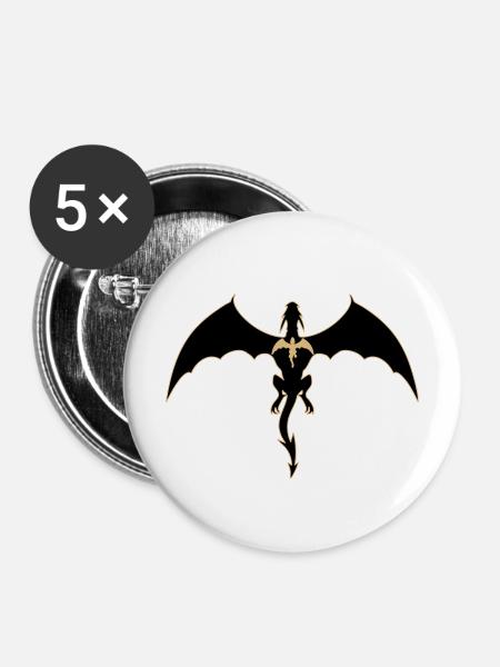 Vierter Flügeldrache - Buttons mittel 32 mm (5er Pack) - Weiß