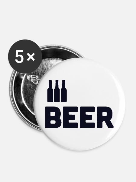 Bierliebhaber - Buttons mittel 32 mm (5er Pack) - Weiß