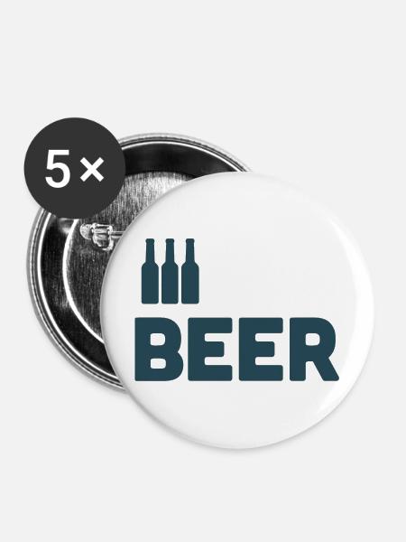 Bierliebhaber - Buttons mittel 32 mm (5er Pack) - Weiß