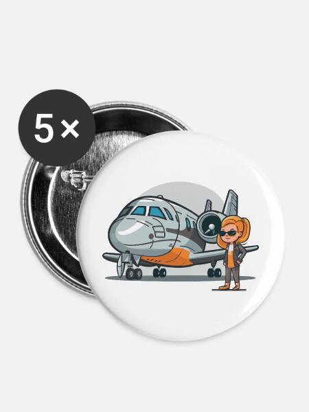 Jet Pilot Business Stil - Buttons mittel 32 mm (5er Pack) - Weiß