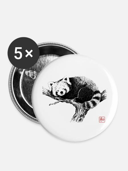 Schlafender roter Panda Zen Kunst - Buttons mittel 32 mm (5er Pack) - Weiß