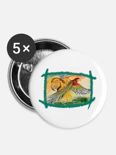 Aras über dem Regenwald - Buttons mittel 32 mm (5er Pack) - Weiß