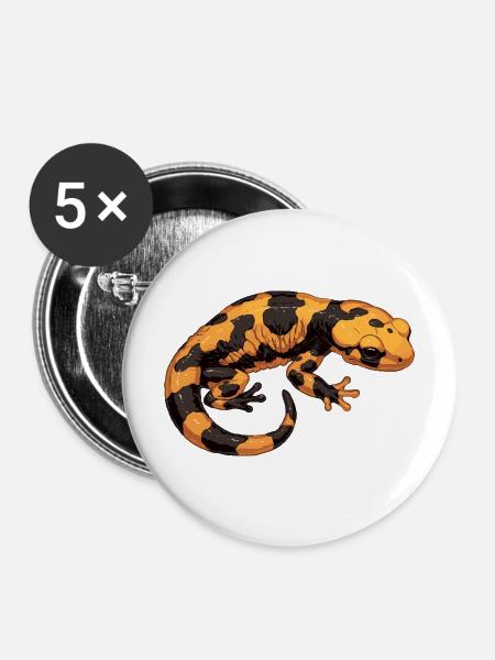 Feuersalamander Salamander - Buttons mittel 32 mm (5er Pack) - Weiß