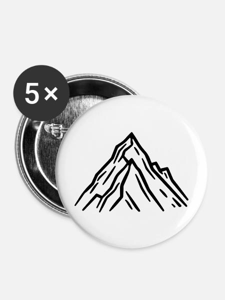 Berge Symbol Felsen - Buttons mittel 32 mm (5er Pack) - Weiß
