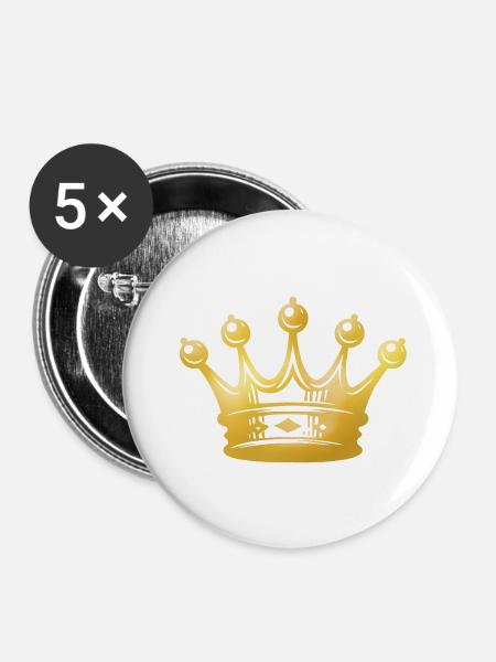Goldene Krone Silhouette - Buttons mittel 32 mm (5er Pack) - Weiß