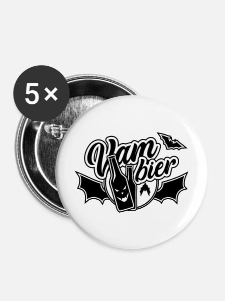 Vam-Bier, Bier, Vampier - Buttons mittel 32 mm (5er Pack) - Weiß