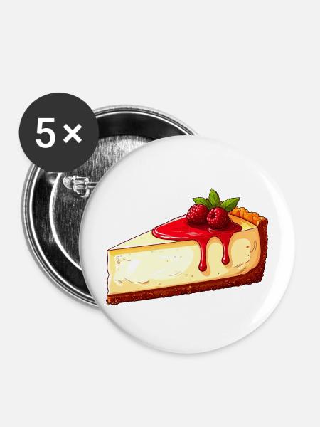 Käsekuchen - Buttons mittel 32 mm (5er Pack) - Weiß