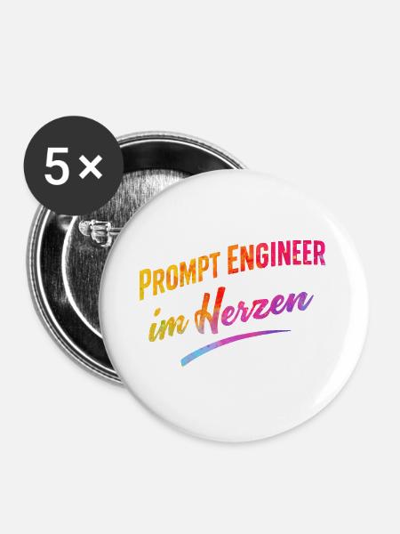 Prompt Engineer im Herzen - Buttons mittel 32 mm (5er Pack) - Weiß