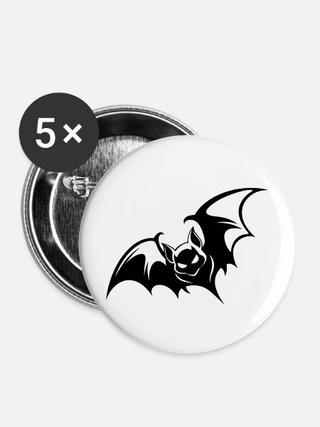 Fledermaus Gothic Logo - Buttons mittel 32 mm (5er Pack) - Weiß