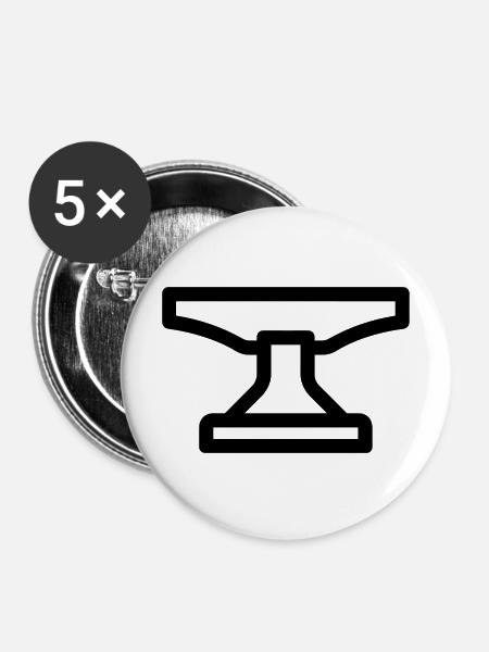 Amboss - Buttons mittel 32 mm (5er Pack) - Weiß