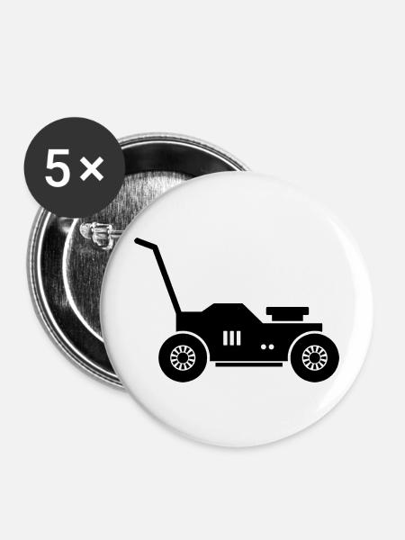 Rasenmäher - Buttons mittel 32 mm (5er Pack) - Weiß