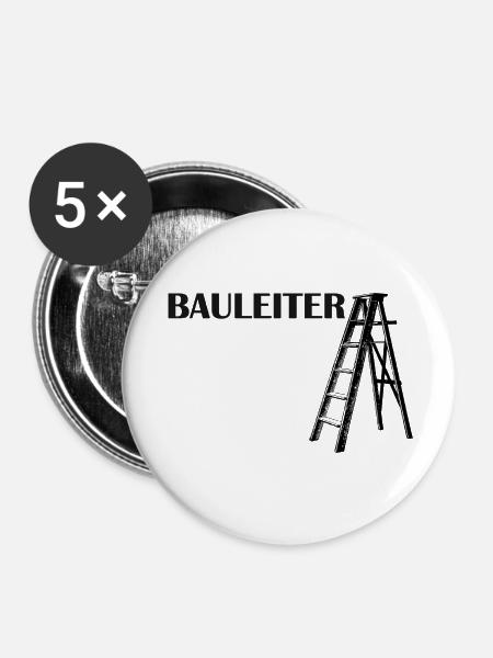 Bauleiter Typografie Baustellenstil - Buttons mittel 32 mm (5er Pack) - Weiß