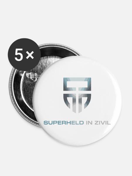 Superheld In Zivil Superhero Superhelden Kostüm - Buttons mittel 32 mm (5er Pack) - Weiß