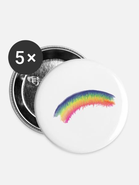 Regenbogen Pinselbogen - Buttons mittel 32 mm (5er Pack) - Weiß
