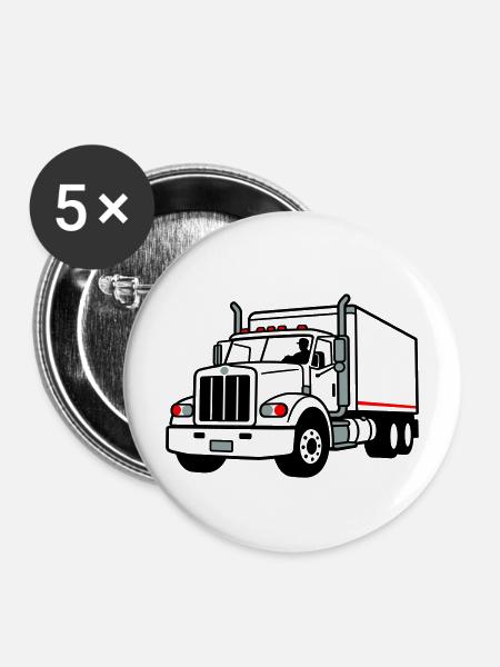 Lkw - Buttons mittel 32 mm (5er Pack) - Weiß