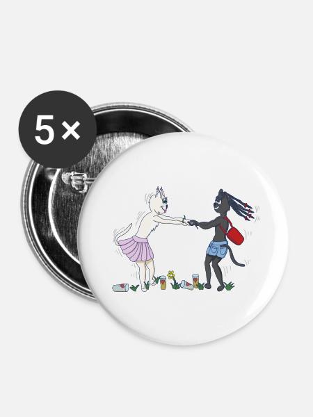 Freundschaftskarussell - Buttons mittel 32 mm (5er Pack) - Weiß