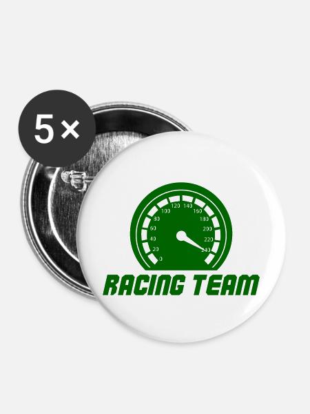 Rennteam Tachometer Grafik - Buttons mittel 32 mm (5er Pack) - Weiß