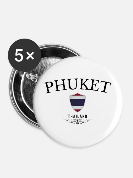 Phuket-Souvenir, elegantes Design Phuket - Buttons mittel 32 mm (5er Pack) - Weiß