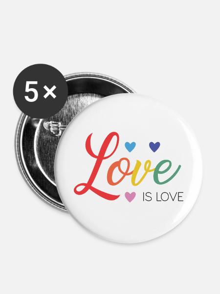 LGBT-Pride-Monat – Liebe ist Liebe - Buttons mittel 32 mm (5er Pack) - Weiß