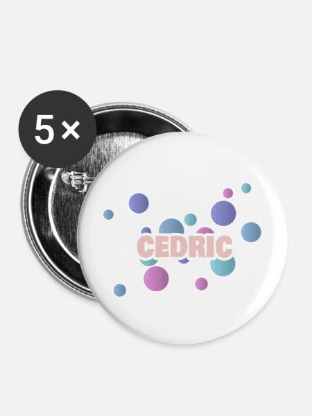 Vorname Cedric - Buttons mittel 32 mm (5er Pack) - Weiß